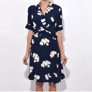 Ganni Silvery Crepe Twist Dress in Total Eclipse